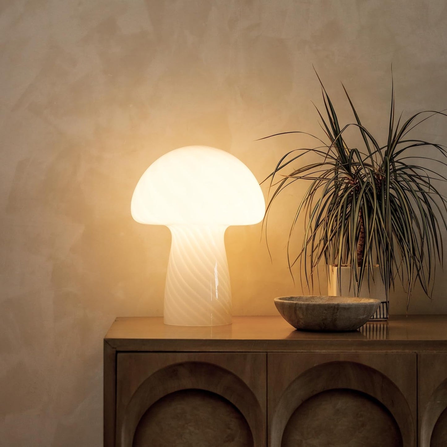 Mushroom Table Lamp 12.75 In White Ambient Night light