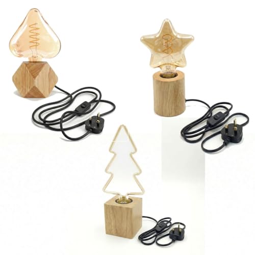 Triple Wood Table Lamps for Ambient Mood Lighting~6512