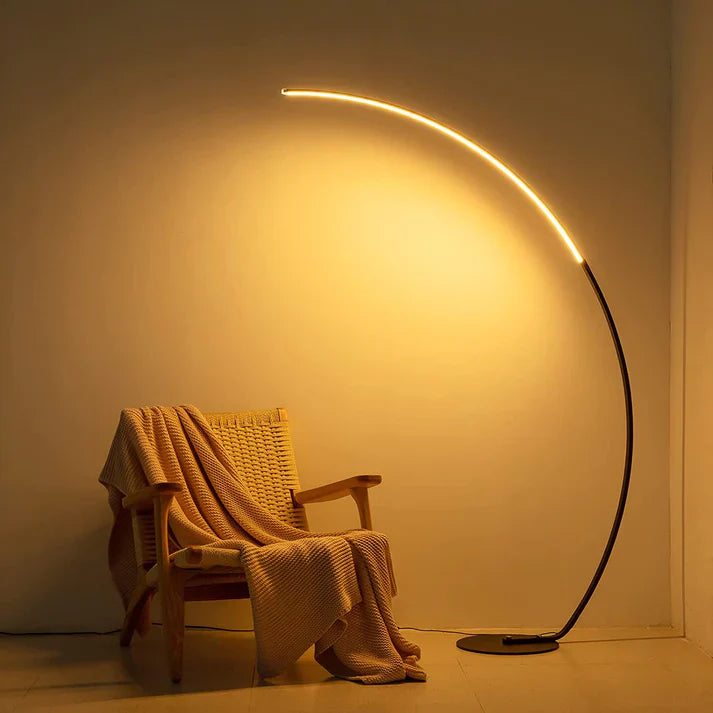 Modern Curved Floor Lamp with RGBW Ambient Lighting for Stylish Home Décor