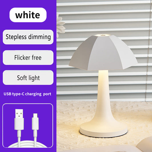 NNEDSZ White Nordic Umbrella Mushroom Table Lamp - Dimmable Ambient Light