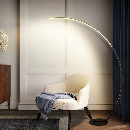 Modern Curved Floor Lamp with RGBW Ambient Lighting for Stylish Home Décor
