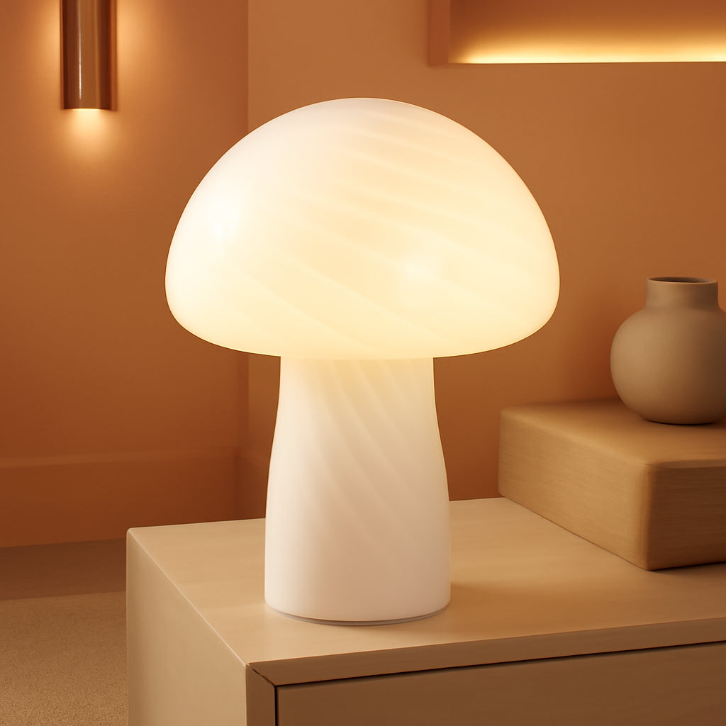 Mushroom Table Lamp 12.75 In White Ambient Night light