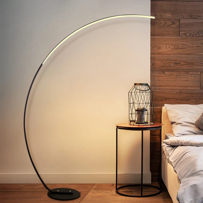 Modern Curved Floor Lamp with RGBW Ambient Lighting for Stylish Home Décor